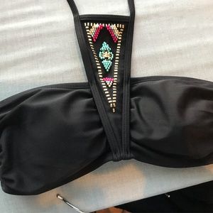 beaded Black cute Bikini top super unique